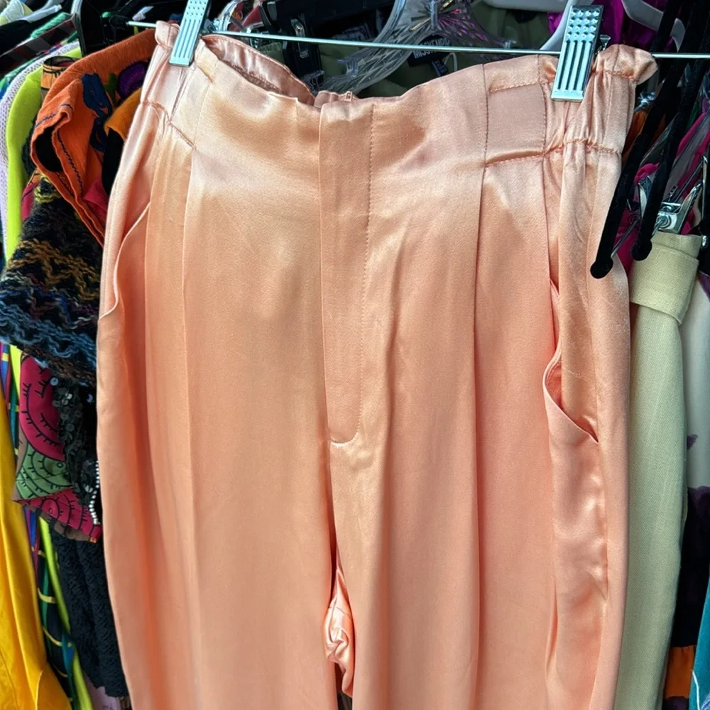 Zara Peach Pantone Satin Trouser - Picture 3 of 8